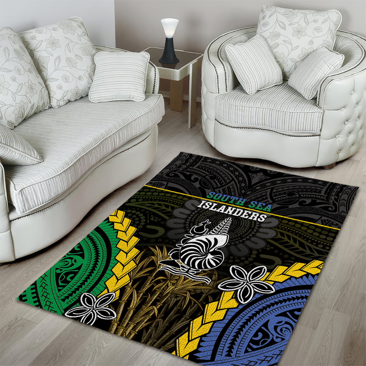 South Sea Islanders And New Caledonia Area Rug Kanakas Polynesian Pattern