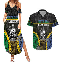 Personalised South Sea Islanders And New Caledonia Couples Matching Summer Maxi Dress and Hawaiian Shirt Kanakas Polynesian Pattern LT05 Black - Polynesian Pride