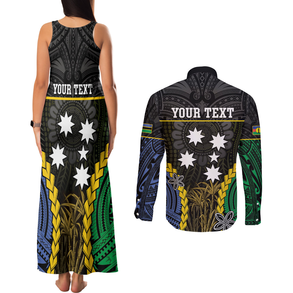 Personalised South Sea Islanders And New Caledonia Couples Matching Tank Maxi Dress and Long Sleeve Button Shirt Kanakas Polynesian Pattern LT05 - Polynesian Pride