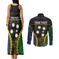 Personalised South Sea Islanders And New Caledonia Couples Matching Tank Maxi Dress and Long Sleeve Button Shirt Kanakas Polynesian Pattern LT05 - Polynesian Pride