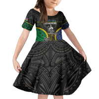 Personalised South Sea Islanders And New Caledonia Family Matching Off Shoulder Maxi Dress and Hawaiian Shirt Kanakas Polynesian Pattern LT05 Daughter's Dress Black - Polynesian Pride