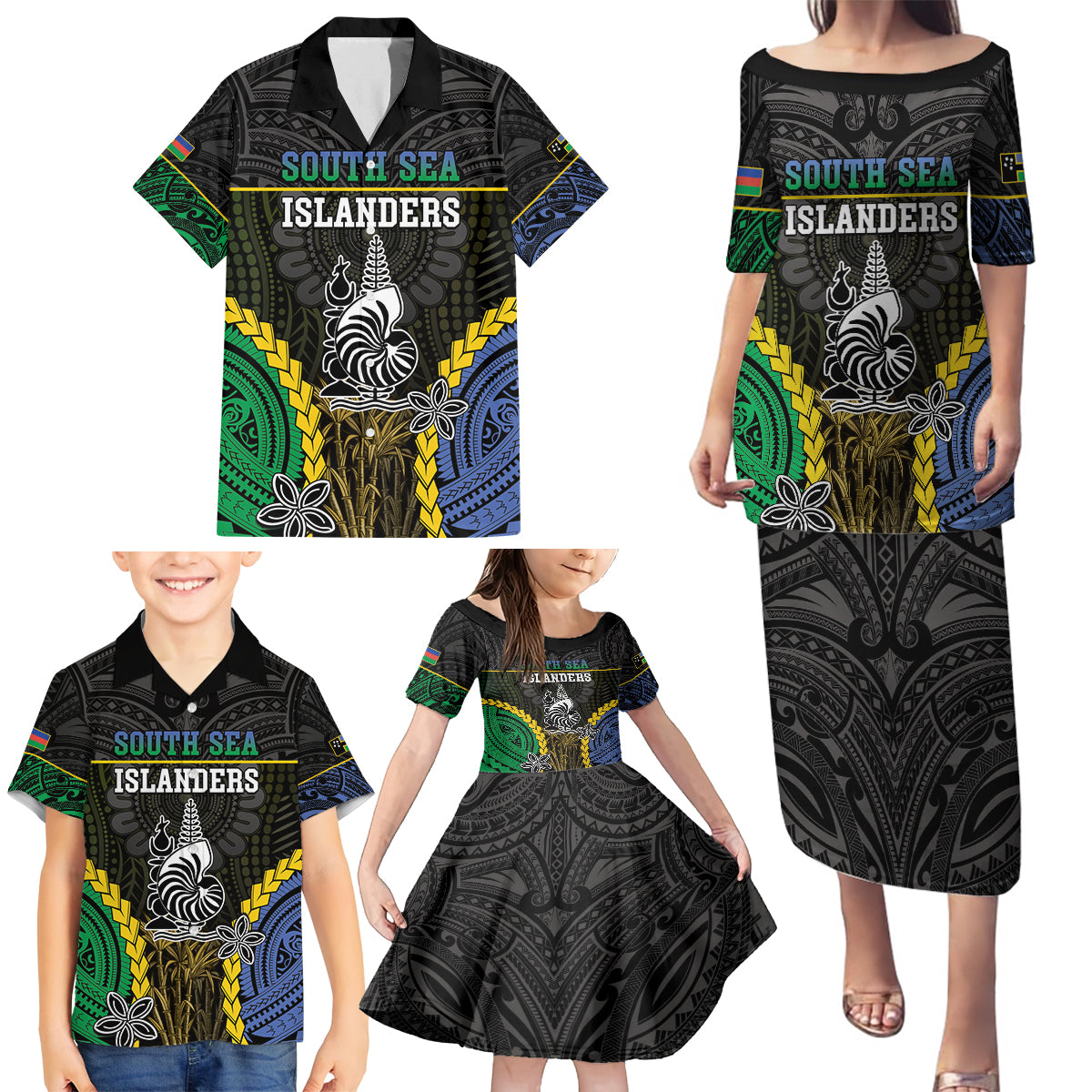 Personalised South Sea Islanders And New Caledonia Family Matching Puletasi and Hawaiian Shirt Kanakas Polynesian Pattern LT05 - Polynesian Pride