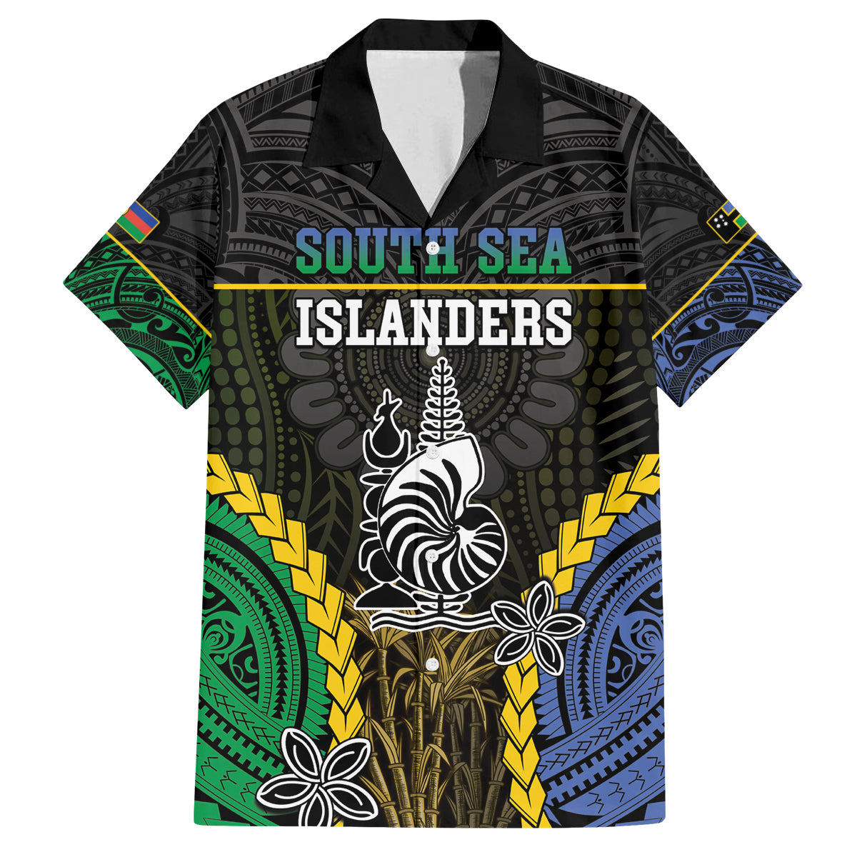 Personalised South Sea Islanders And New Caledonia Family Matching Puletasi and Hawaiian Shirt Kanakas Polynesian Pattern LT05 Dad's Shirt - Short Sleeve Black - Polynesian Pride