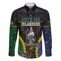 Personalised South Sea Islanders And New Caledonia Family Matching Puletasi and Hawaiian Shirt Kanakas Polynesian Pattern LT05 Dad's Shirt - Long Sleeve Black - Polynesian Pride