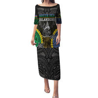 Personalised South Sea Islanders And New Caledonia Family Matching Puletasi and Hawaiian Shirt Kanakas Polynesian Pattern LT05 Mom's Dress Black - Polynesian Pride
