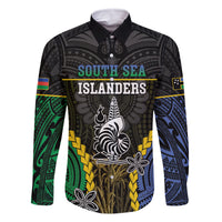 Personalised South Sea Islanders And New Caledonia Family Matching Tank Maxi Dress and Hawaiian Shirt Kanakas Polynesian Pattern LT05 Dad's Shirt - Long Sleeve Black - Polynesian Pride