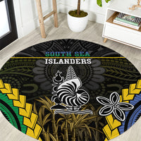 South Sea Islanders And New Caledonia Round Carpet Kanakas Polynesian Pattern LT05 Black - Polynesian Pride