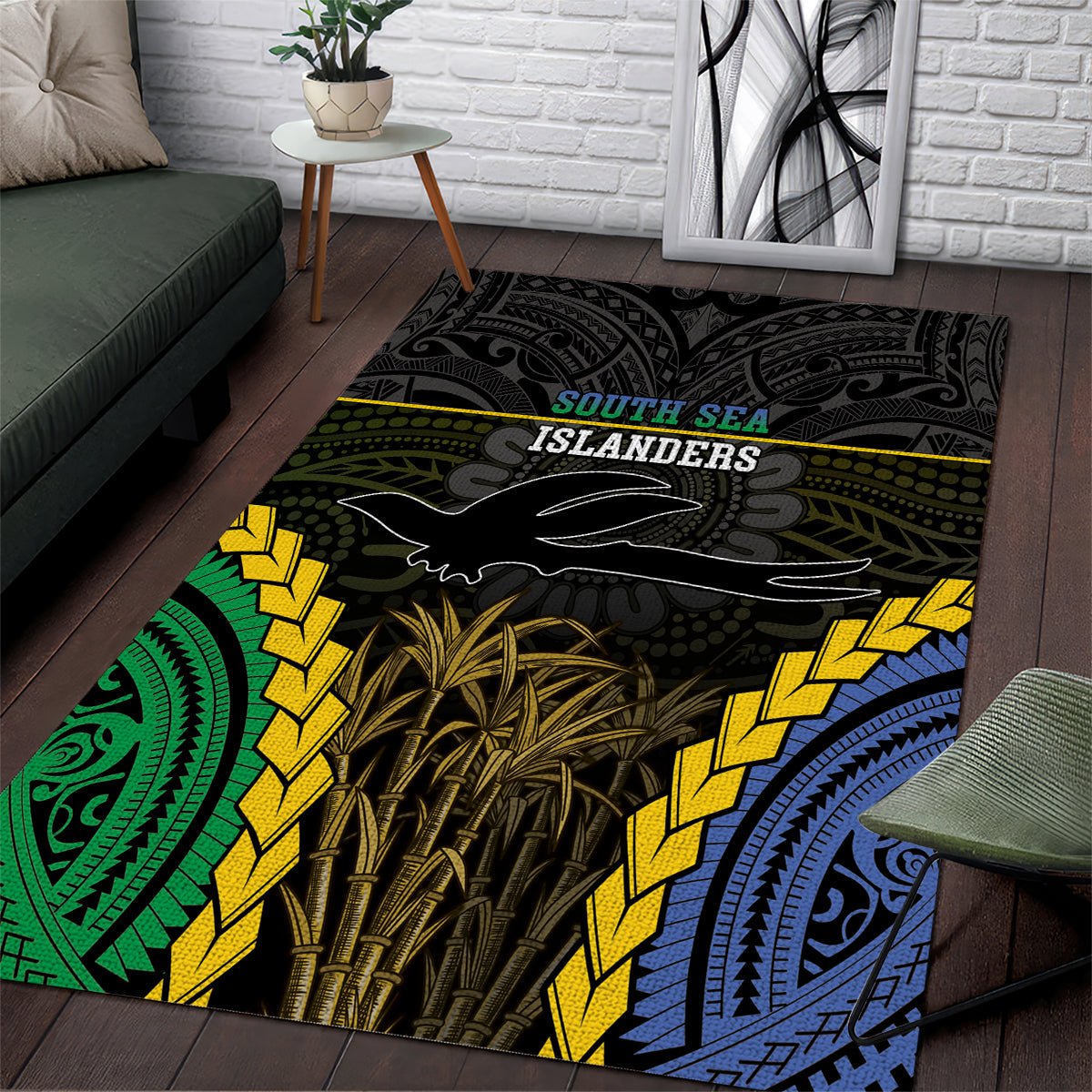 South Sea Islanders And New Ireland Area Rug Kanakas Polynesian Pattern LT05 Black - Polynesian Pride