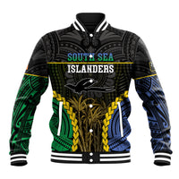 Personalised South Sea Islanders And New Ireland Baseball Jacket Kanakas Polynesian Pattern LT05 Unisex Black - Polynesian Pride