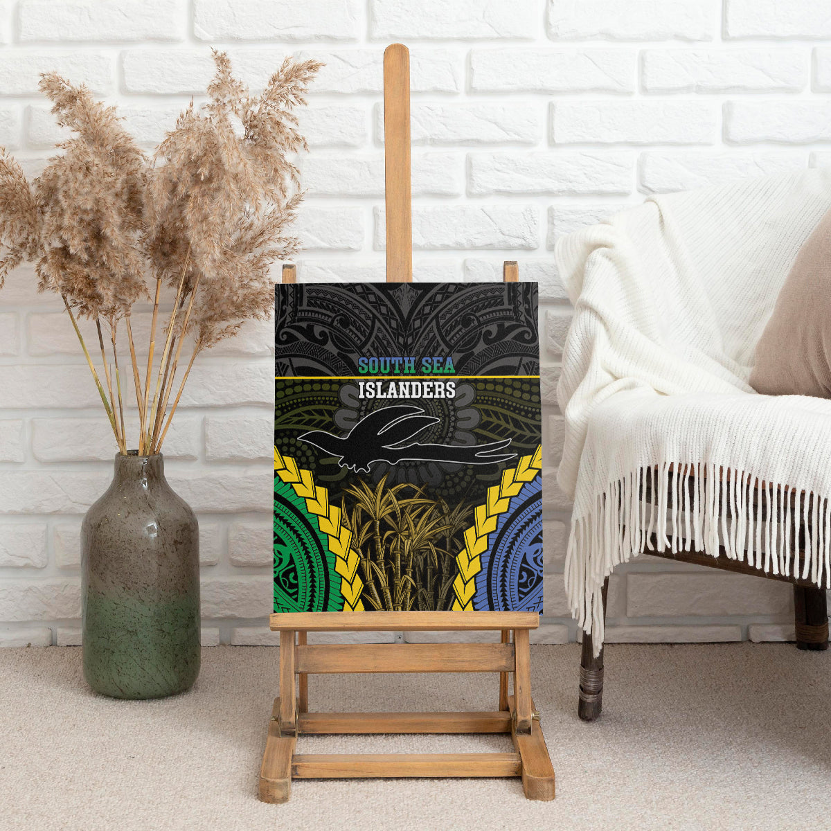 South Sea Islanders And New Ireland Canvas Wall Art Kanakas Polynesian Pattern