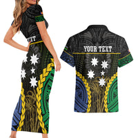 Personalised South Sea Islanders And New Ireland Couples Matching Short Sleeve Bodycon Dress and Hawaiian Shirt Kanakas Polynesian Pattern LT05 - Polynesian Pride