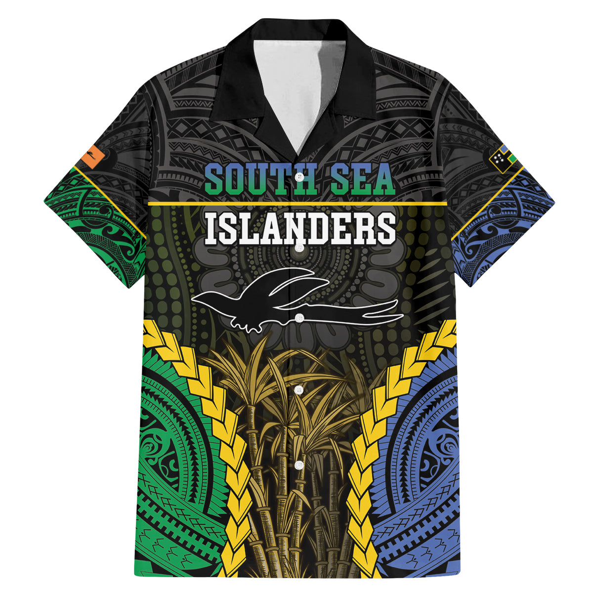 Personalised South Sea Islanders And New Ireland Family Matching Mermaid Dress and Hawaiian Shirt Kanakas Polynesian Pattern LT05 Dad's Shirt - Short Sleeve Black - Polynesian Pride