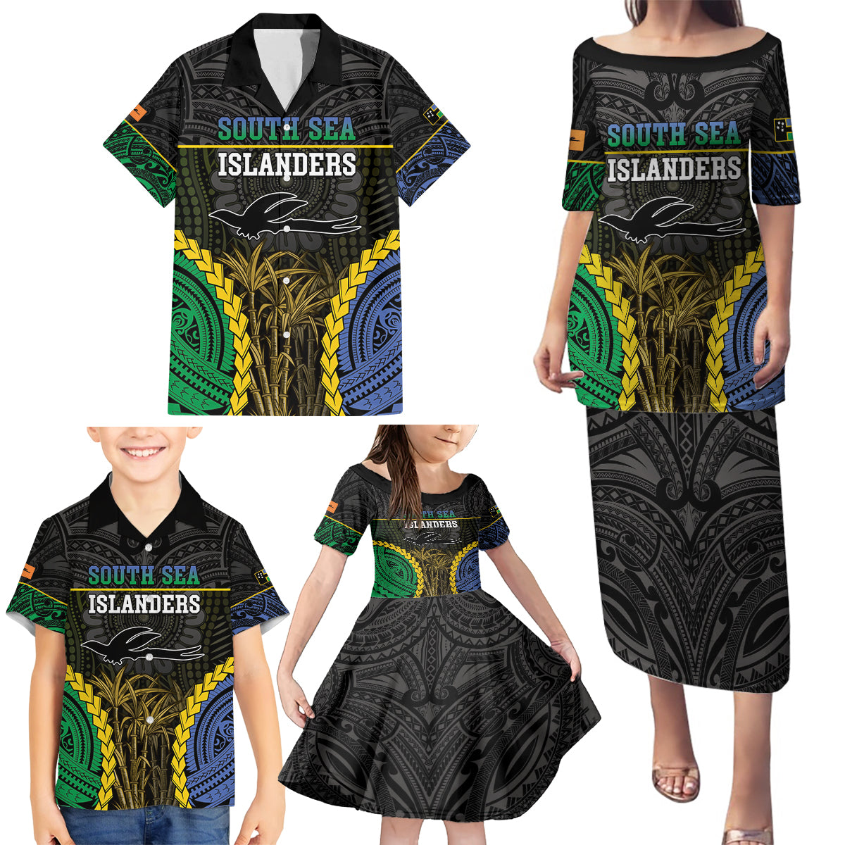 Personalised South Sea Islanders And New Ireland Family Matching Puletasi and Hawaiian Shirt Kanakas Polynesian Pattern LT05 - Polynesian Pride