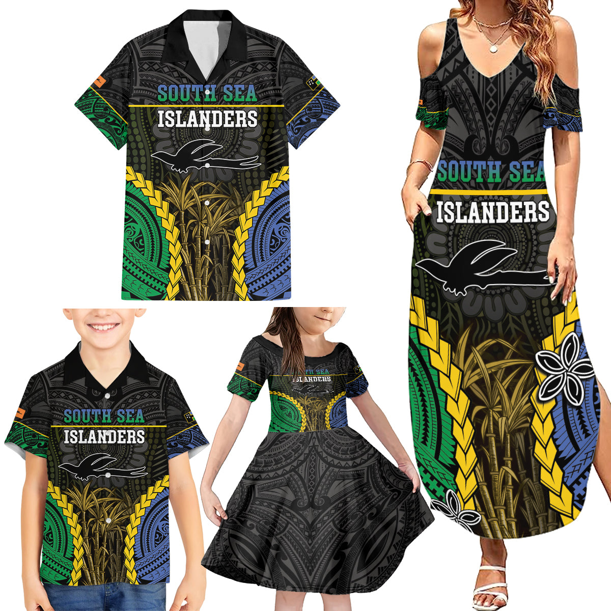 Personalised South Sea Islanders And New Ireland Family Matching Summer Maxi Dress and Hawaiian Shirt Kanakas Polynesian Pattern LT05 - Polynesian Pride