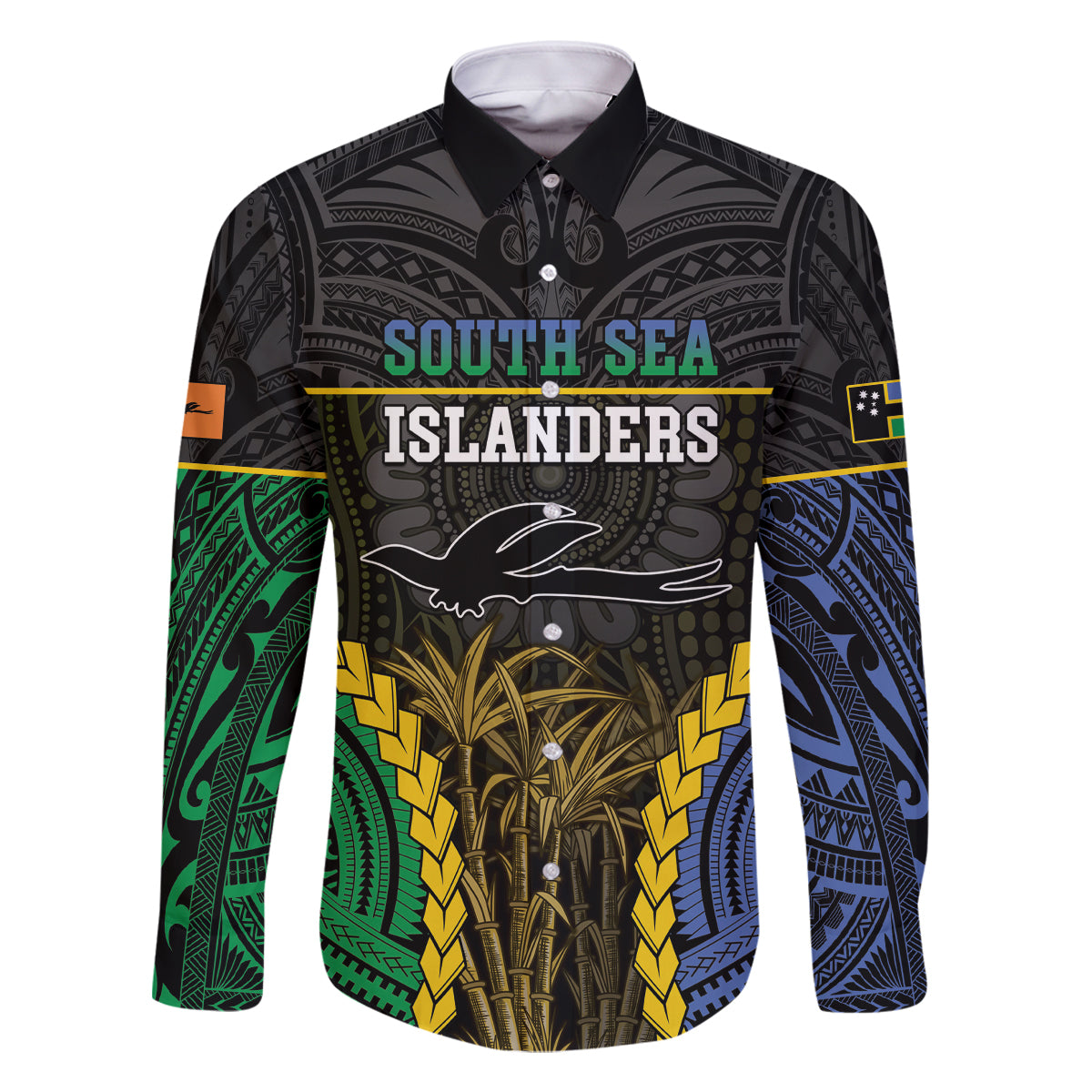 Personalised South Sea Islanders And New Ireland Family Matching Summer Maxi Dress and Hawaiian Shirt Kanakas Polynesian Pattern LT05 Dad's Shirt - Long Sleeve Black - Polynesian Pride
