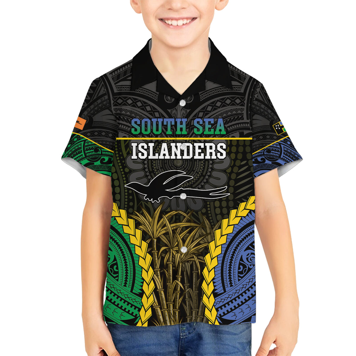 Personalised South Sea Islanders And New Ireland Family Matching Summer Maxi Dress and Hawaiian Shirt Kanakas Polynesian Pattern LT05 Son's Shirt Black - Polynesian Pride