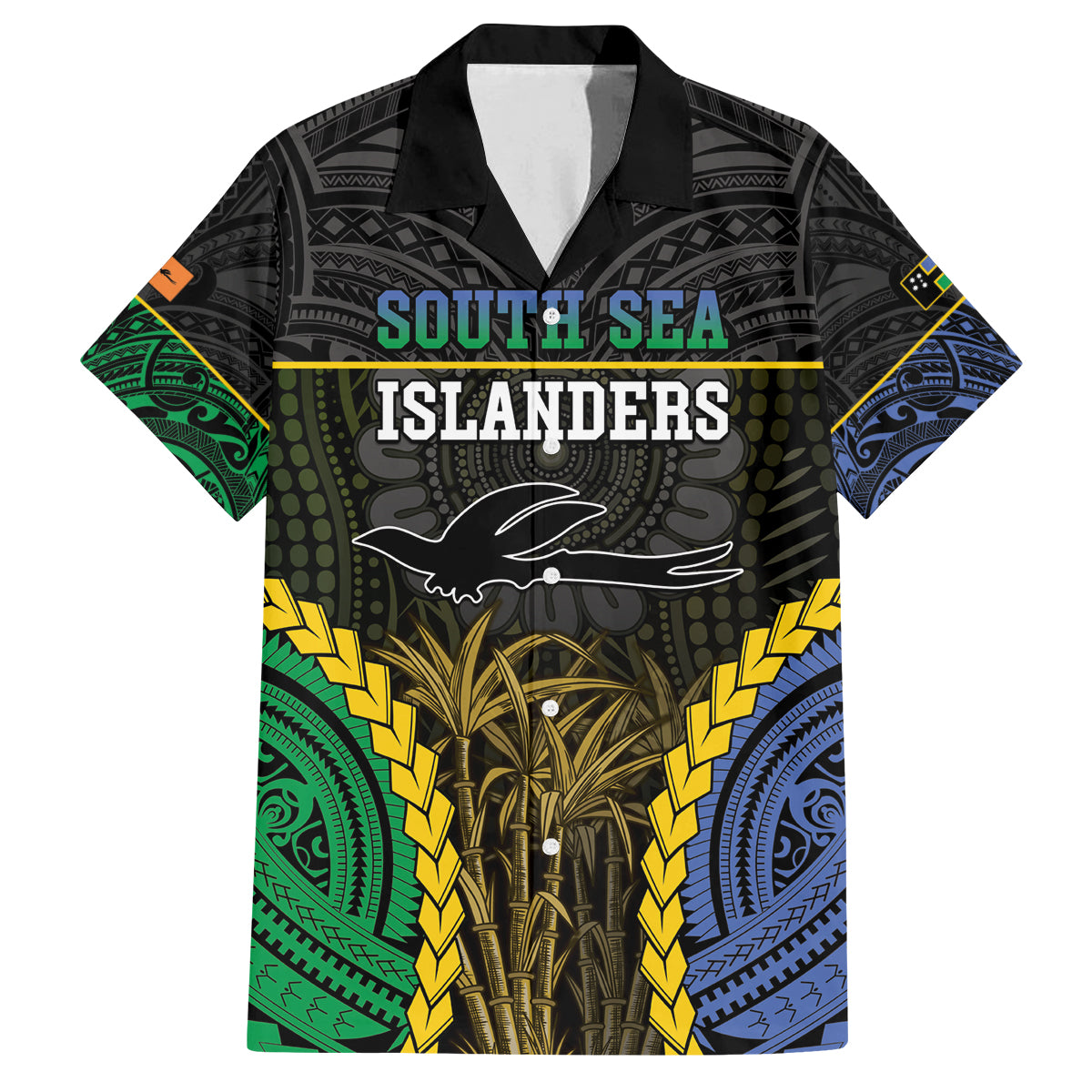 Personalised South Sea Islanders And New Ireland Family Matching Tank Maxi Dress and Hawaiian Shirt Kanakas Polynesian Pattern LT05 Dad's Shirt - Short Sleeve Black - Polynesian Pride