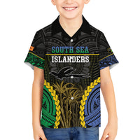 Personalised South Sea Islanders And New Ireland Family Matching Tank Maxi Dress and Hawaiian Shirt Kanakas Polynesian Pattern LT05 Son's Shirt Black - Polynesian Pride