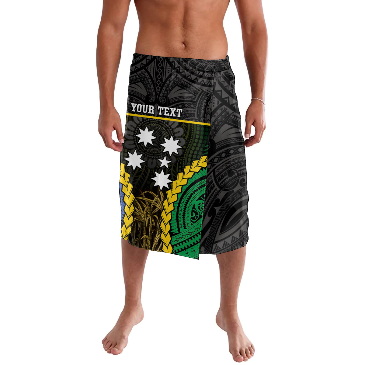 Personalised South Sea Islanders And New Ireland Lavalava Kanakas Polynesian Pattern LT05 Black - Polynesian Pride