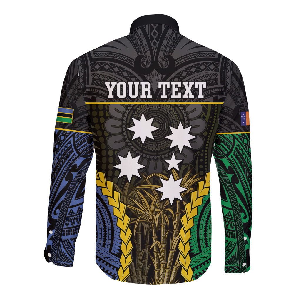 Personalised South Sea Islanders And New Ireland Long Sleeve Button Shirt Kanakas Polynesian Pattern