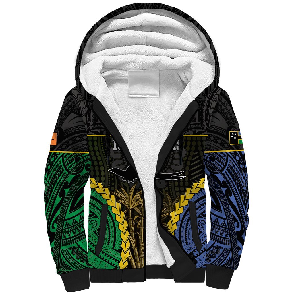 Personalised South Sea Islanders And New Ireland Sherpa Hoodie Kanakas Polynesian Pattern LT05 Unisex Black - Polynesian Pride
