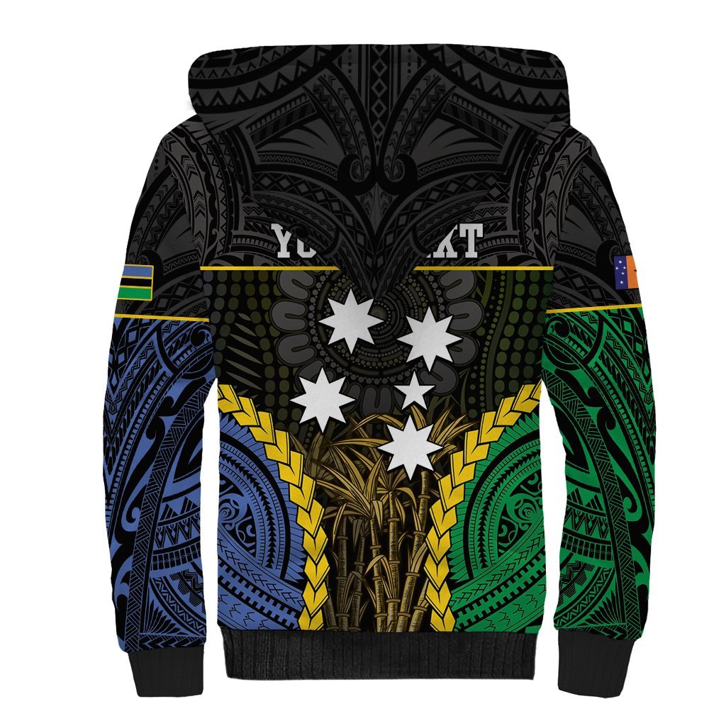 Personalised South Sea Islanders And New Ireland Sherpa Hoodie Kanakas Polynesian Pattern LT05 - Polynesian Pride