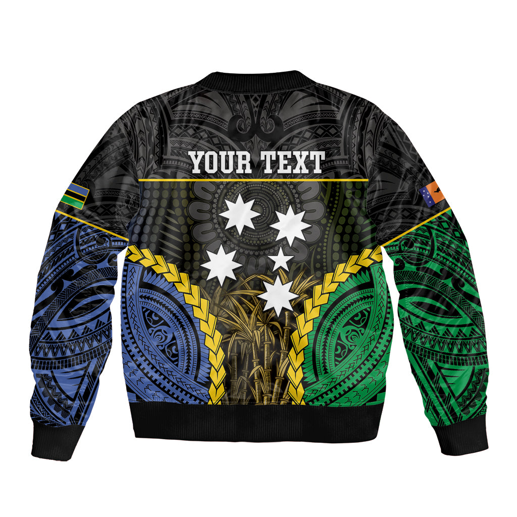 Personalised South Sea Islanders And New Ireland Sleeve Zip Bomber Jacket Kanakas Polynesian Pattern