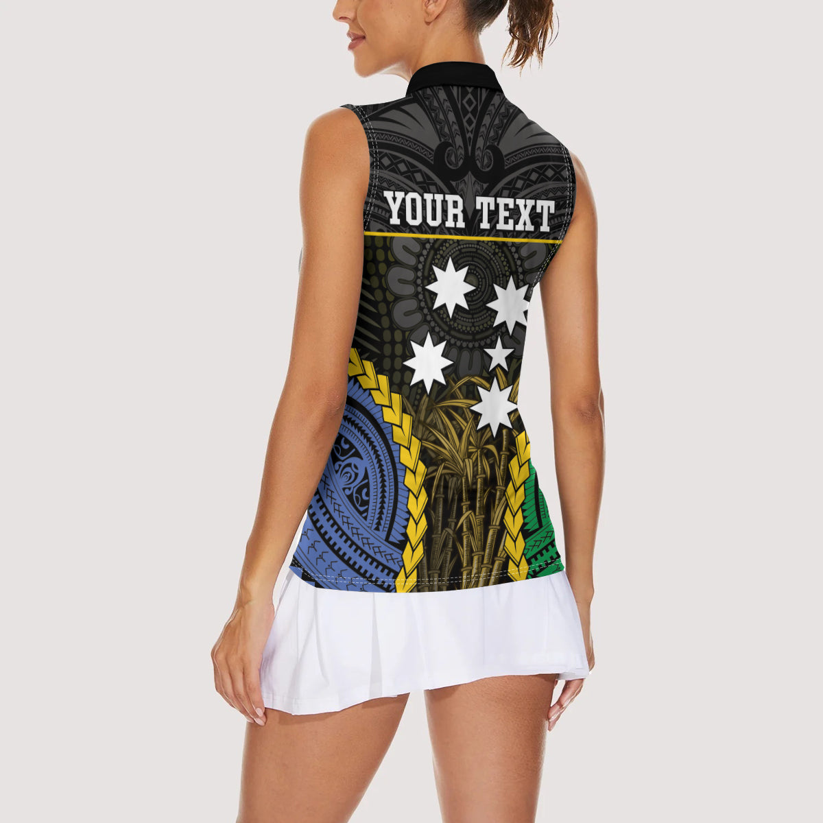 Personalised South Sea Islanders And New Ireland Women Sleeveless Polo Shirt Kanakas Polynesian Pattern LT05 - Polynesian Pride