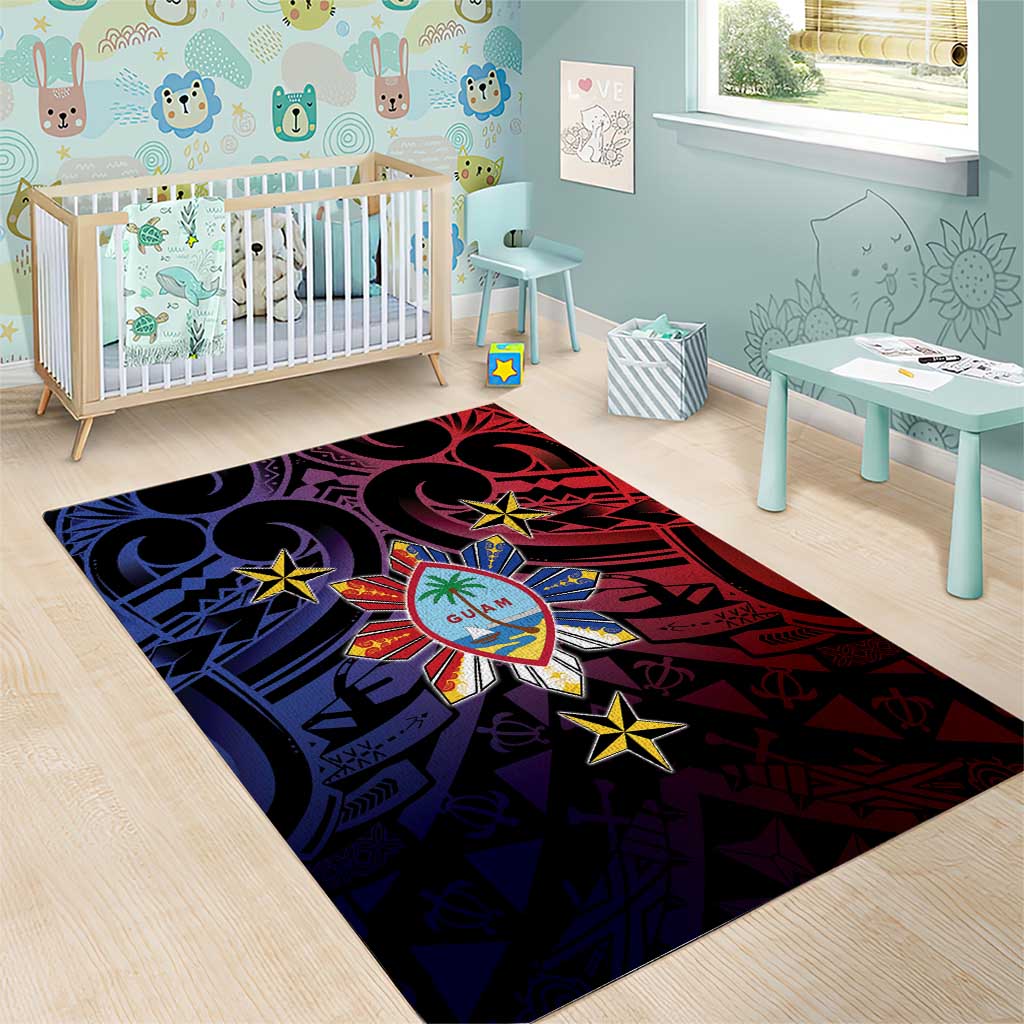 Philippines Guam Area Rug Filipino Sun With Guaman Seal