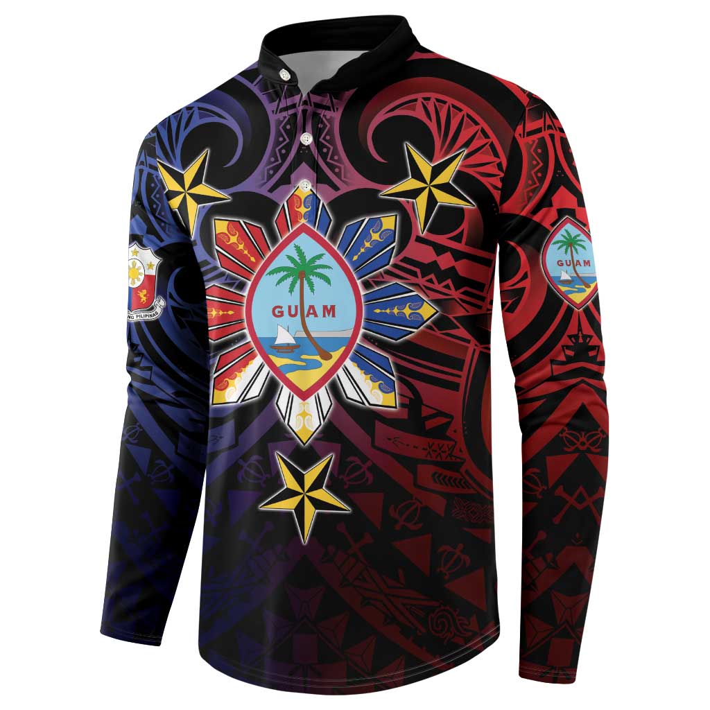 Philippines Guam Button Sweatshirt Filipino Sun With Guaman Seal