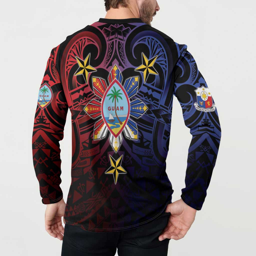 Philippines Guam Button Sweatshirt Filipino Sun With Guaman Seal