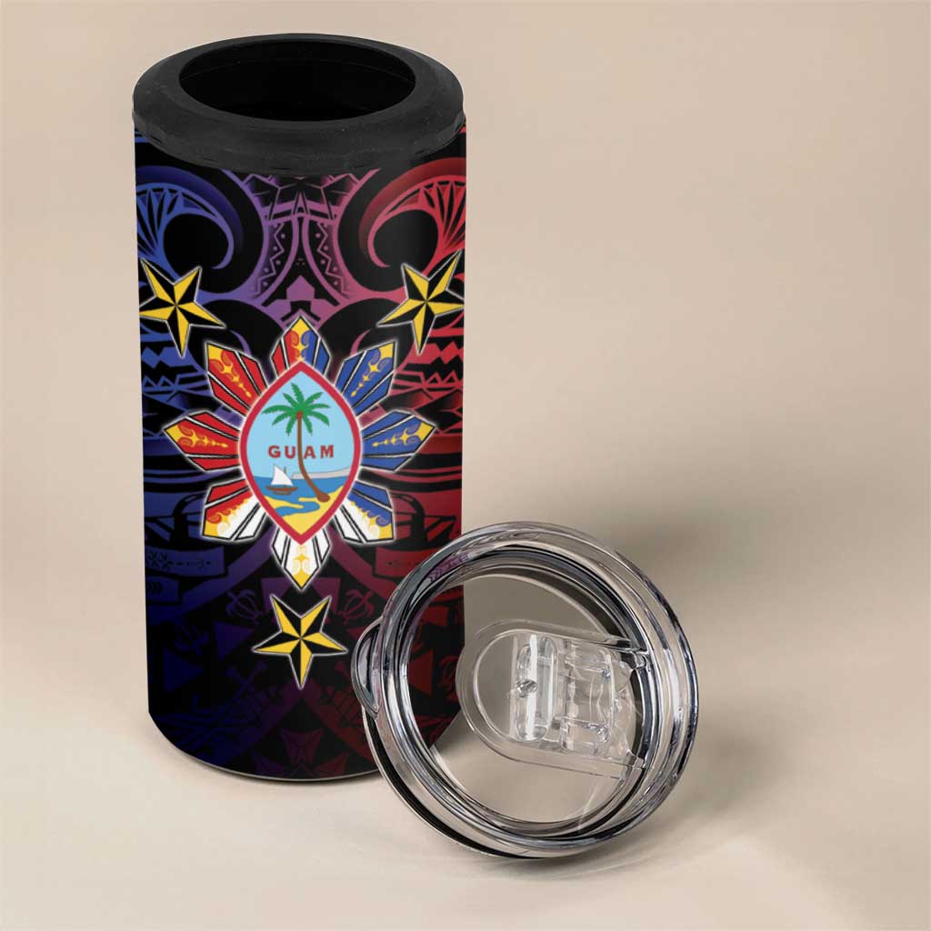Philippines Guam 4 in 1 Can Cooler Tumbler Filipino Sun With Guaman Seal
