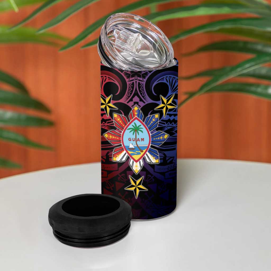 Philippines Guam 4 in 1 Can Cooler Tumbler Filipino Sun With Guaman Seal