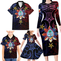 Philippines Guam Family Matching Long Sleeve Bodycon Dress and Hawaiian Shirt Filipino Sun With Guaman Seal LT05 - Polynesian Pride