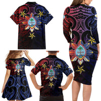 Philippines Guam Family Matching Long Sleeve Bodycon Dress and Hawaiian Shirt Filipino Sun With Guaman Seal LT05 - Polynesian Pride