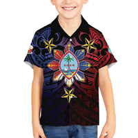 Philippines Guam Family Matching Off The Shoulder Long Sleeve Dress and Hawaiian Shirt Filipino Sun With Guaman Seal LT05 Son's Shirt Blue - Polynesian Pride