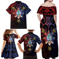 Philippines Guam Family Matching Off Shoulder Maxi Dress and Hawaiian Shirt Filipino Sun With Guaman Seal LT05 - Polynesian Pride