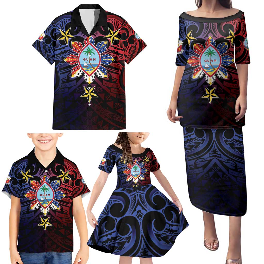 Philippines Guam Family Matching Puletasi and Hawaiian Shirt Filipino Sun With Guaman Seal LT05 - Polynesian Pride