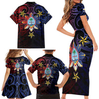 Philippines Guam Family Matching Short Sleeve Bodycon Dress and Hawaiian Shirt Filipino Sun With Guaman Seal LT05 - Polynesian Pride
