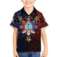 Philippines Guam Family Matching Summer Maxi Dress and Hawaiian Shirt Filipino Sun With Guaman Seal LT05 Son's Shirt Blue - Polynesian Pride