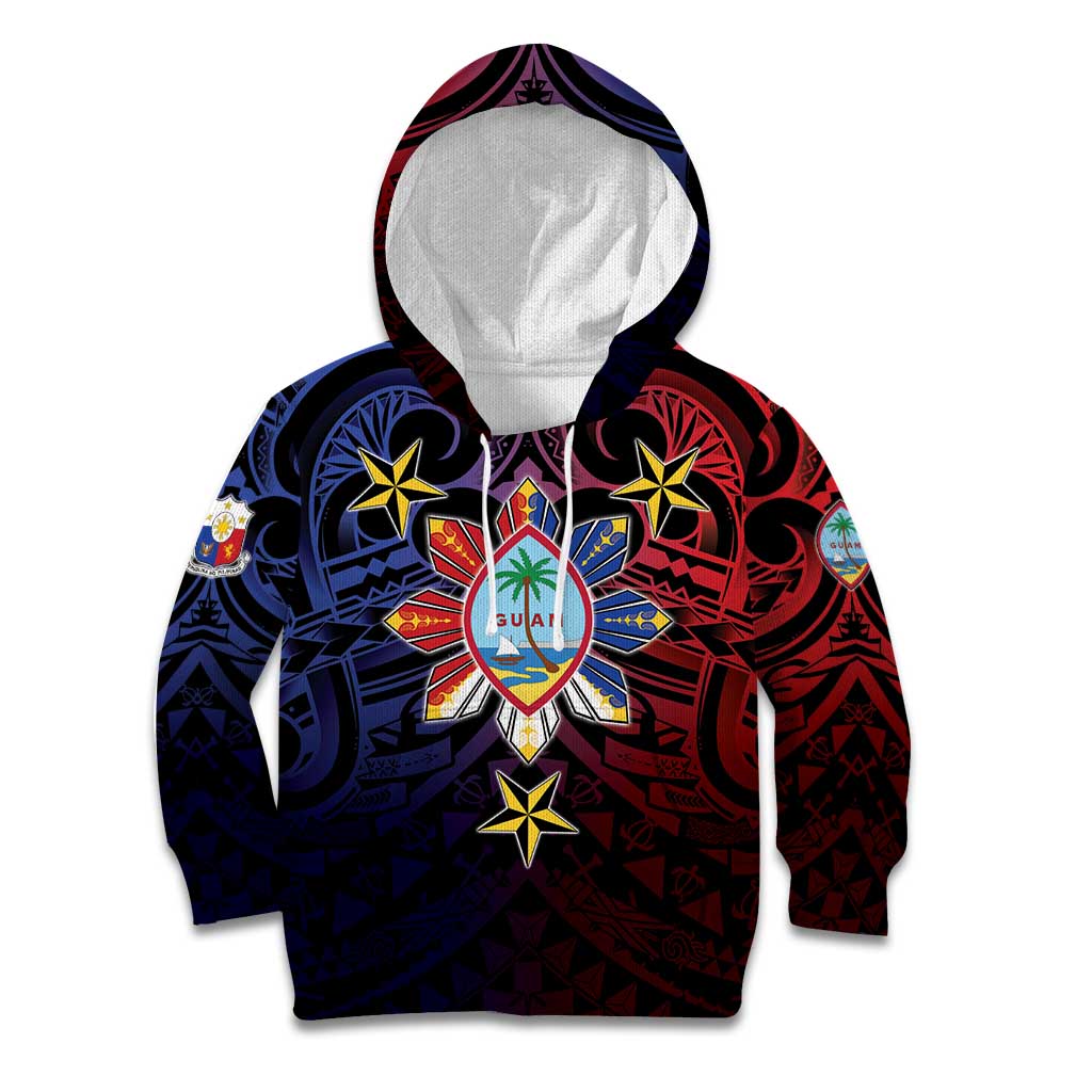 Philippines Guam Kid Hoodie Filipino Sun With Guaman Seal LT05 Hoodie Blue - Polynesian Pride