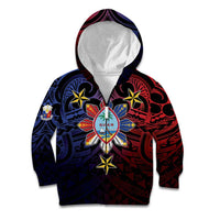 Philippines Guam Kid Hoodie Filipino Sun With Guaman Seal LT05 Zip Hoodie Blue - Polynesian Pride