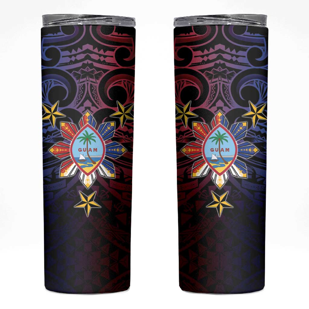 Philippines Guam Skinny Tumbler Filipino Sun With Guaman Seal LT05 Blue - Polynesian Pride