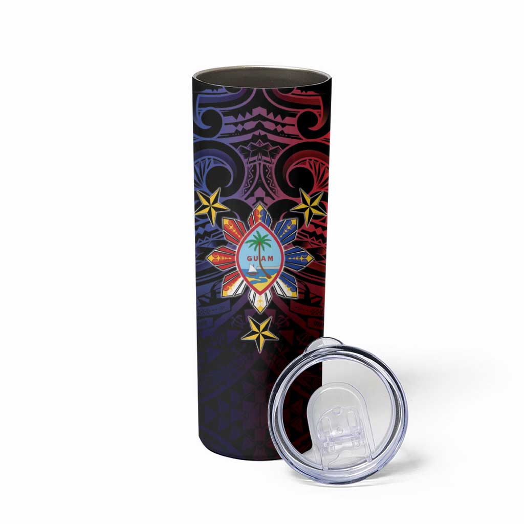 Philippines Guam Skinny Tumbler Filipino Sun With Guaman Seal LT05 - Polynesian Pride