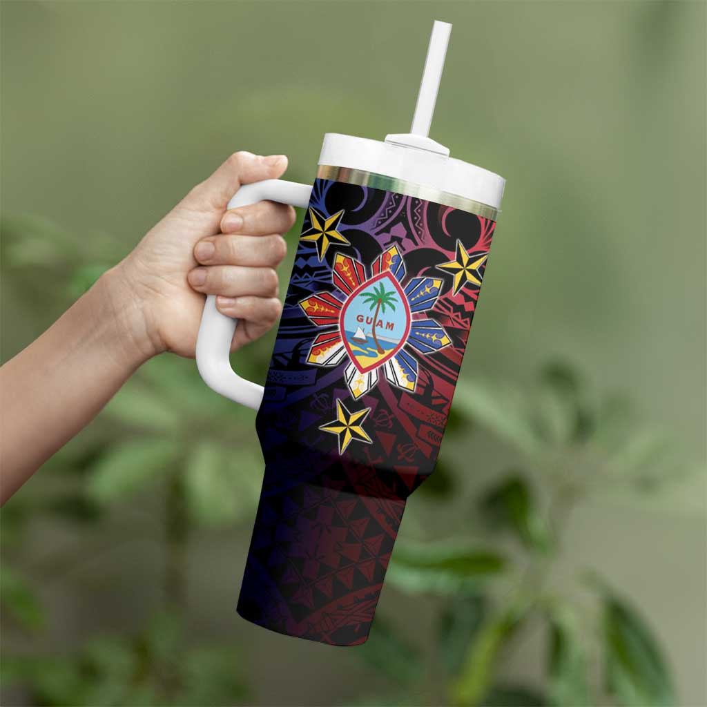 Philippines Guam Tumbler With Handle Filipino Sun With Guaman Seal