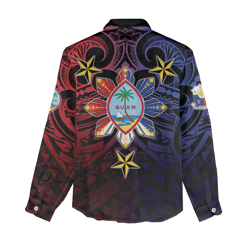 Philippines Guam Women Casual Shirt Filipino Sun With Guaman Seal LT05 - Polynesian Pride