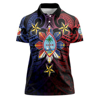 Philippines Guam Women Polo Shirt Filipino Sun With Guaman Seal LT05 Female Blue - Polynesian Pride