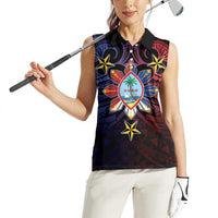 Philippines Guam Women Sleeveless Polo Shirt Filipino Sun With Guaman Seal LT05 - Polynesian Pride