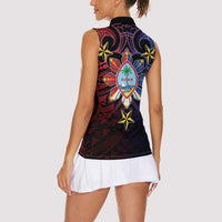 Philippines Guam Women Sleeveless Polo Shirt Filipino Sun With Guaman Seal LT05 - Polynesian Pride