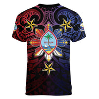 Philippines Guam Women V-Neck T-Shirt Filipino Sun With Guaman Seal LT05 - Polynesian Pride